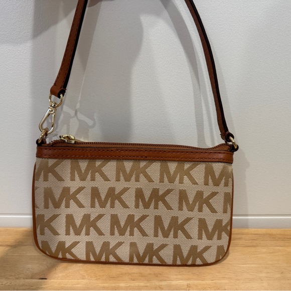 Michael Kors Tan and Brown Crossbody Bag with Signature Monogram - Picture 2 of 3